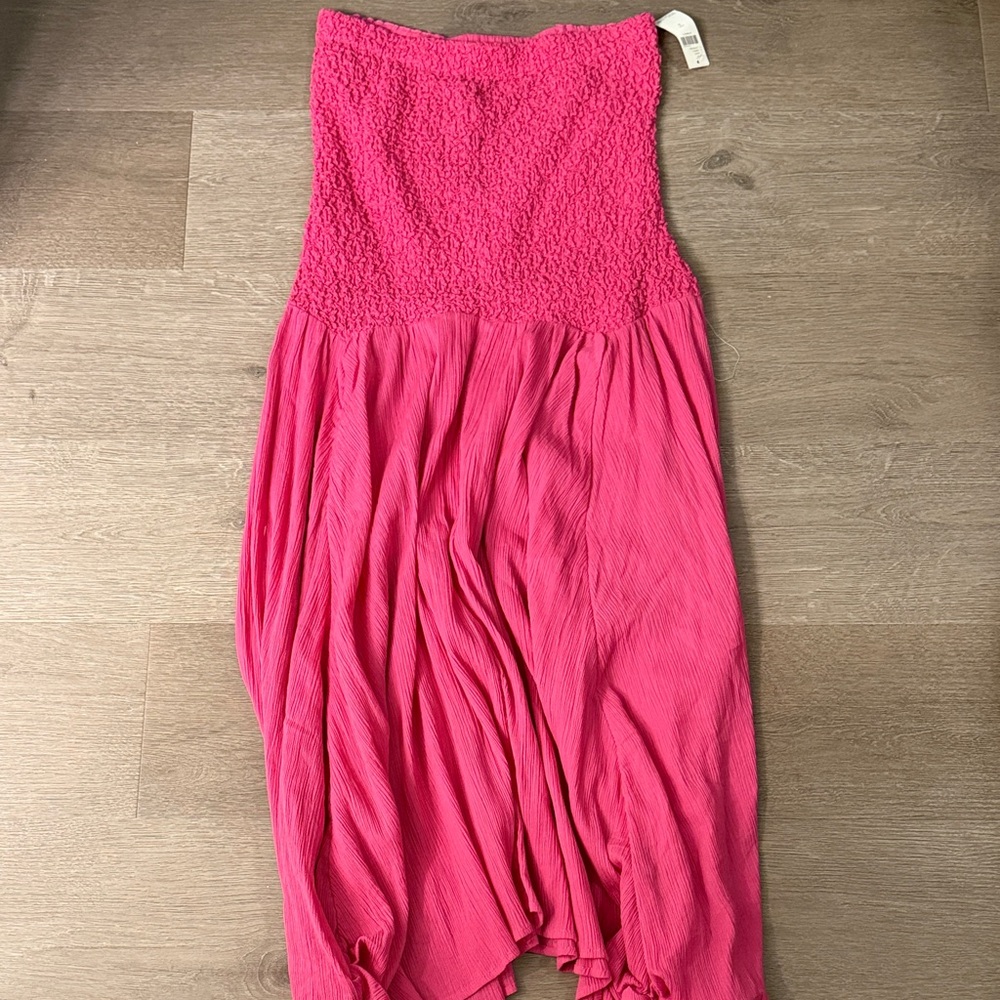 Anthropologie Vibrant Pink Textured Midi Dress